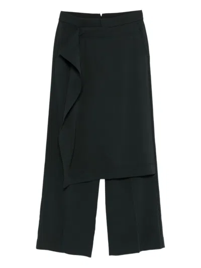 Ami Alexandre Mattiussi Wool Trousers Layered Asymmetrical Design In Black