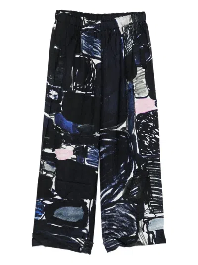 Daniela Gregis Abstract-print Elasticated-waist Trousers In Animal Print
