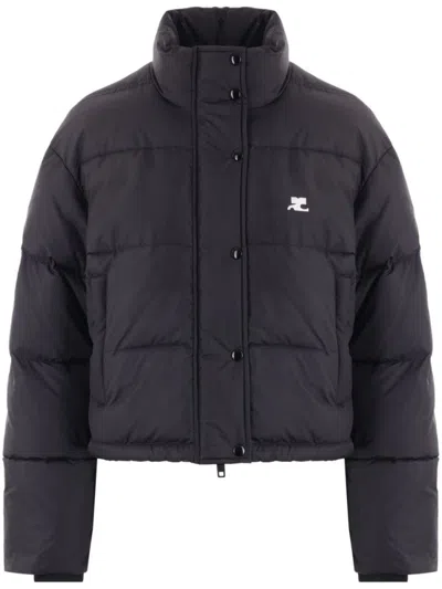 Courrèges Nylon Puffer Jacket In Black