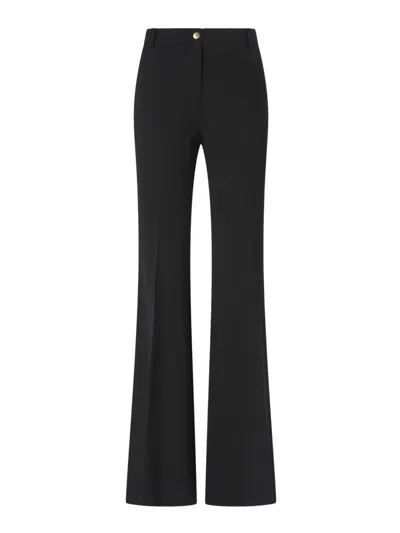 Pinko Tailored High-waisted Flared Trousers With Polished Button Detail In Black