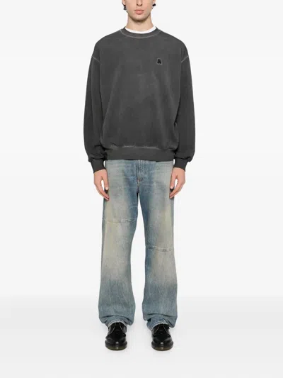 Izzue Logo-appliqué Cotton Sweatshirt In Gray