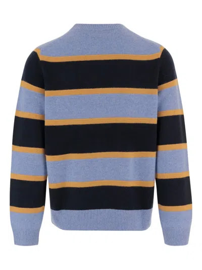 Guest In Residence Stripe Crew Sweater Heather Blue Combo In Blue