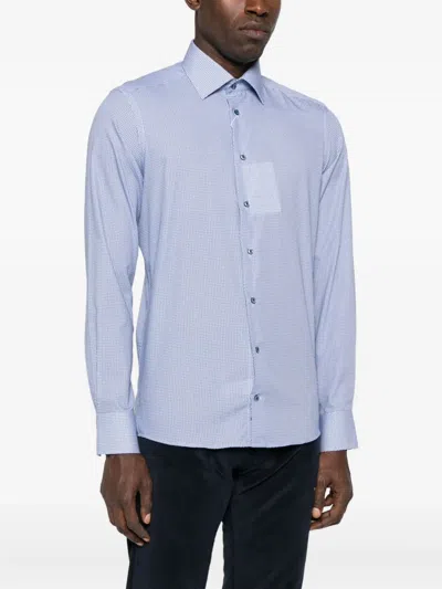 几何印花棉衬衫