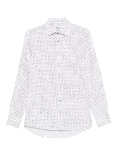 几何图案印花长袖衬衫