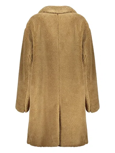 Herno Shearling Coat In Blue