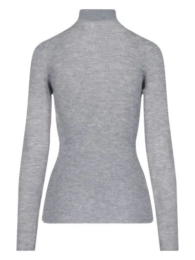 Sa Su Phi Long Sleeve Mock Neck Knitwear Top In Gray