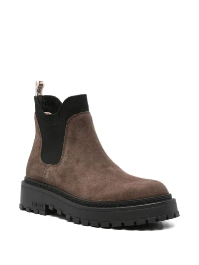 Liu •jo Beatles Suede Elastic-panel Boots In Brown