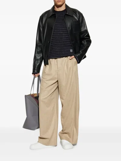 Loewe Striped Logo-embroidered Sweater In Blue