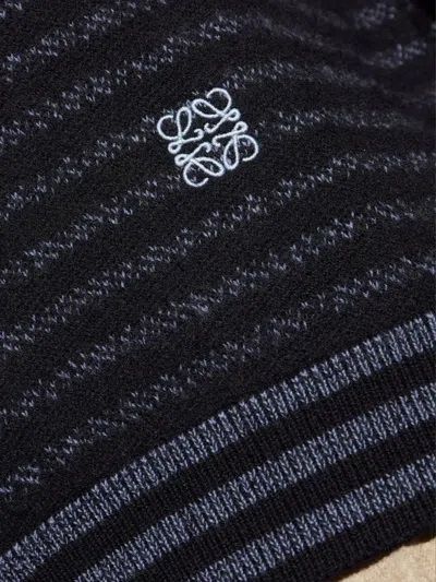 Loewe Striped Logo-embroidered Sweater In Blue