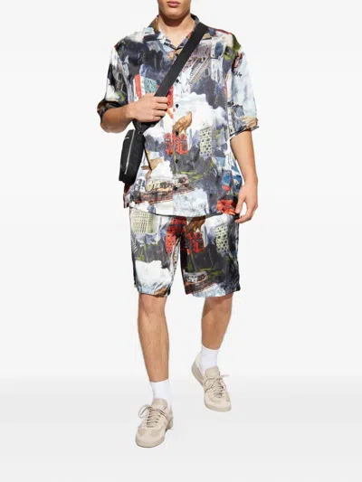 Off-white All-over Printed Bermuda Shorts In Blue