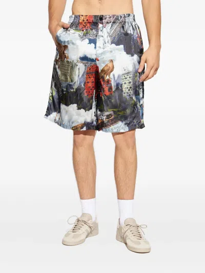 Off-white All-over Printed Bermuda Shorts In Blue