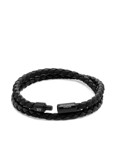 Tateossian Double Wrap Woven Bracelet In Black