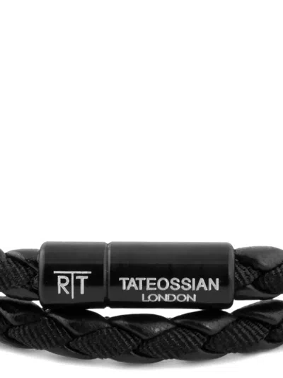 Tateossian Double Wrap Woven Bracelet In Black