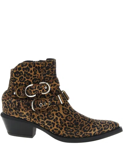 Pinko Animal Print Ankle Boots With Block Heel In Animal Print
