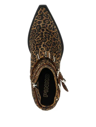 Pinko Animal Print Ankle Boots With Block Heel In Animal Print