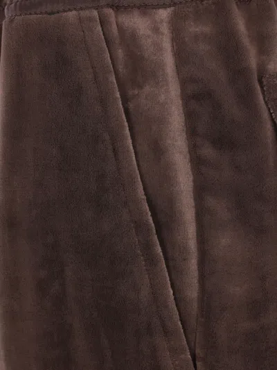 Rick Owens Dietrich Drawstring Velvet Trousers With Patch Pockets In Brown