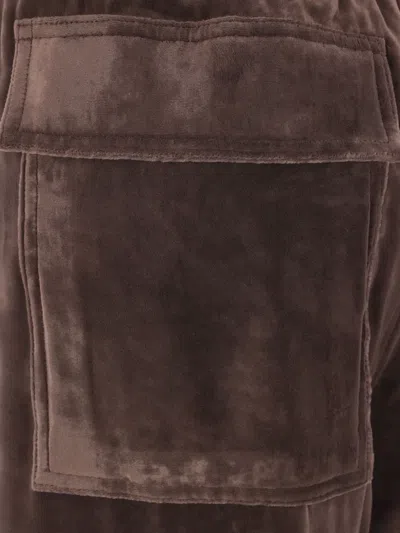 Rick Owens Dietrich Drawstring Velvet Trousers With Patch Pockets In Brown