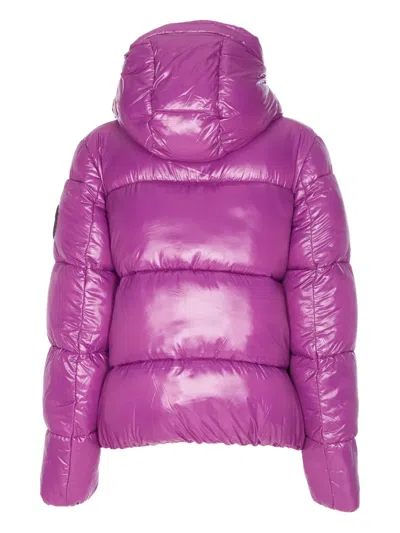 Save The Duck Purple Down Jacket Frontal Zip Closure In Purple