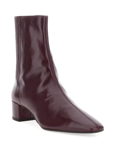 Aquazzura Bordeaux Ankle Boots With Medium Wide Heel In Leather Woman In Animal Print