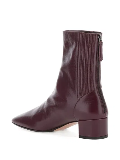 Aquazzura Bordeaux Ankle Boots With Medium Wide Heel In Leather Woman In Animal Print