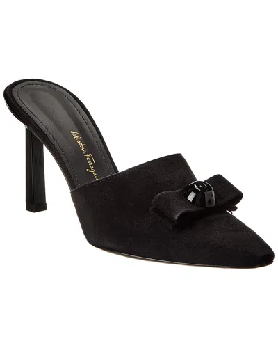 Ferragamo Kara Suede Mule In Black