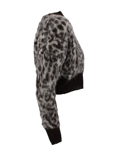 D Exterior Button-up Long-sleeve Cardigan In Animal Print