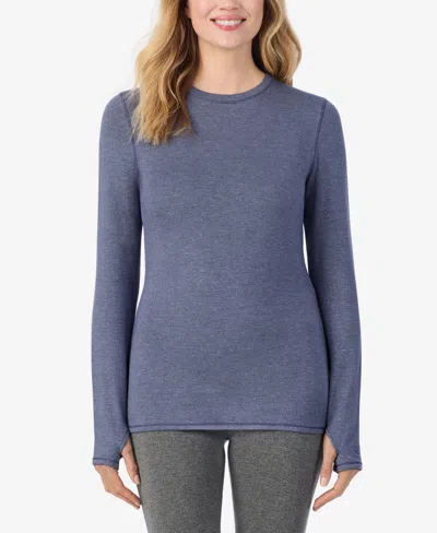 Cuddl Duds Women's Long Sleeve Crew Neck T-shirt In Blue