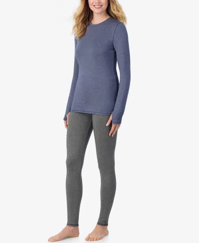 Cuddl Duds Women's Long Sleeve Crew Neck T-shirt In Blue