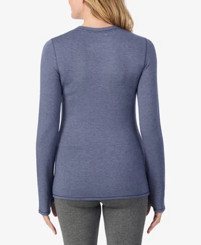Cuddl Duds Women's Long Sleeve Crew Neck T-shirt In Blue