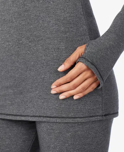 Cuddl Duds Women's Long Sleeve Crew Neck T-shirt In Gray