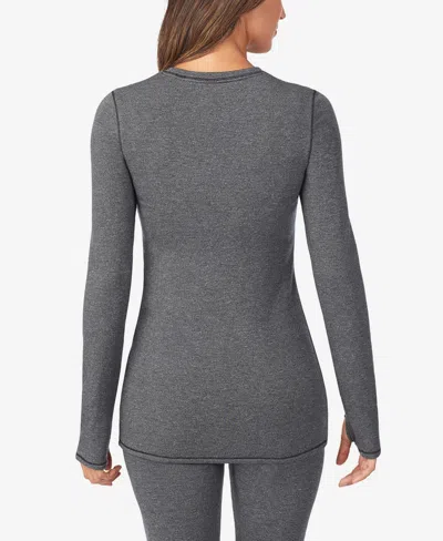 Cuddl Duds Women's Long Sleeve Crew Neck T-shirt In Gray