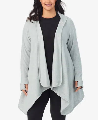 Cuddl Duds Plus Size Hooded Wrap In Gray