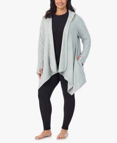 Cuddl Duds Plus Size Hooded Wrap In Gray