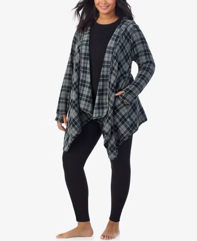Cuddl Duds Plus Size Hooded Wrap In Gray