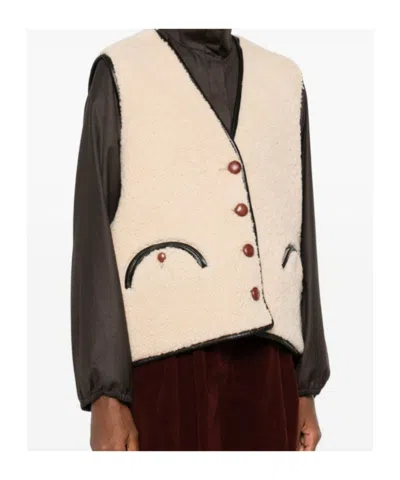 Blazé Milano Button-fastening Shearling Gilet In Brown