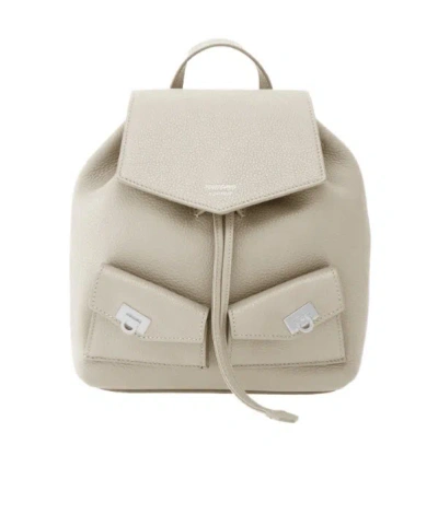 Ferragamo Geometric-flap Drawstring Backpack In Neutral