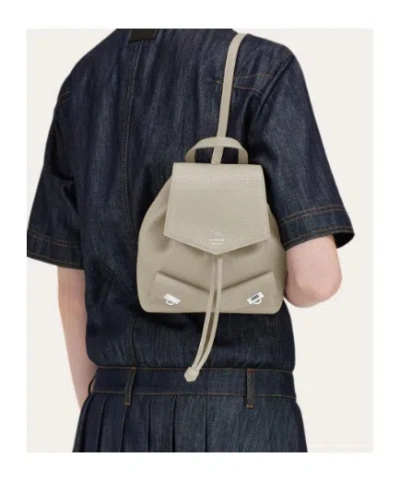 Ferragamo Geometric-flap Drawstring Backpack In Neutral