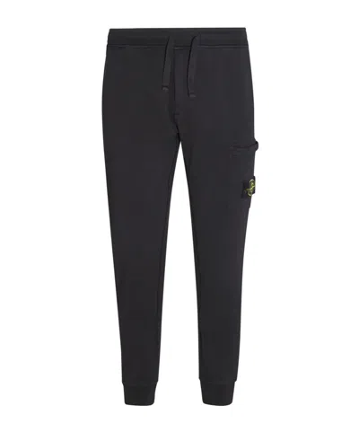 Stone Island Brushed Cotton Joggers With Adjustable Drawstring And Side Logo Badge In Gray