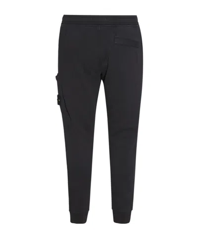 Stone Island Brushed Cotton Joggers With Adjustable Drawstring And Side Logo Badge In Gray