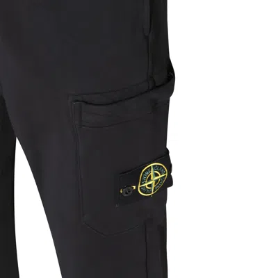 Stone Island Brushed Cotton Joggers With Adjustable Drawstring And Side Logo Badge In Gray