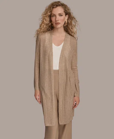 Donna Karan Women's Open V-neck Long Sleeve Cardigan In Brown