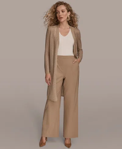 Donna Karan Women's Open V-neck Long Sleeve Cardigan In Brown