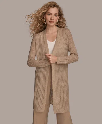 Donna Karan Women's Open V-neck Long Sleeve Cardigan In Brown