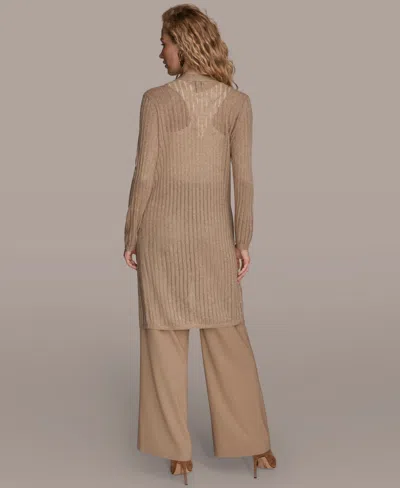 Donna Karan Women's Open V-neck Long Sleeve Cardigan In Brown