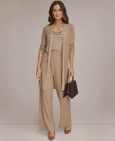 Donna Karan Women's Open V-neck Long Sleeve Cardigan In Brown