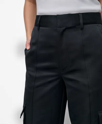 Dkny Jeans Women's High Waist Wide Leg Cargo Pants In Black