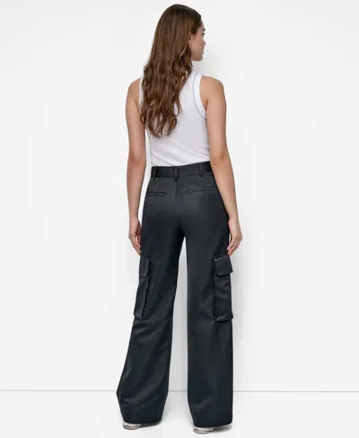 Dkny Jeans Women's High Waist Wide Leg Cargo Pants In Black