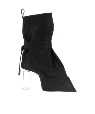 Rick Owens Ankle Boots With Clear Heel And Pointed Toe In Black
