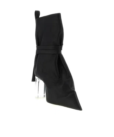 Rick Owens Ankle Boots With Clear Heel And Pointed Toe In Black