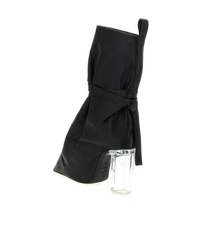 Rick Owens Ankle Boots With Clear Heel And Pointed Toe In Black